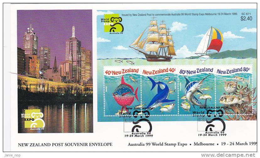 New Zealand 1999 World Stamp Expo Mini Sheet FDC - FDC