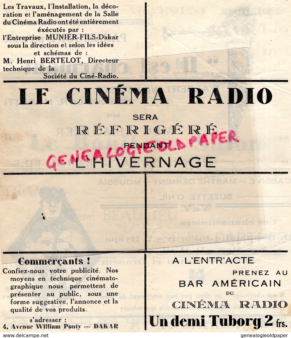 SENEGAL -DAKAR -PROGRAMME CINEMA RADIO- 43 RUE TALMATH- STUDIOS PARAMOUNT-IL EST CHARMANT ALBERT WILLEMETZ-MEG LEMONIER- - Programas