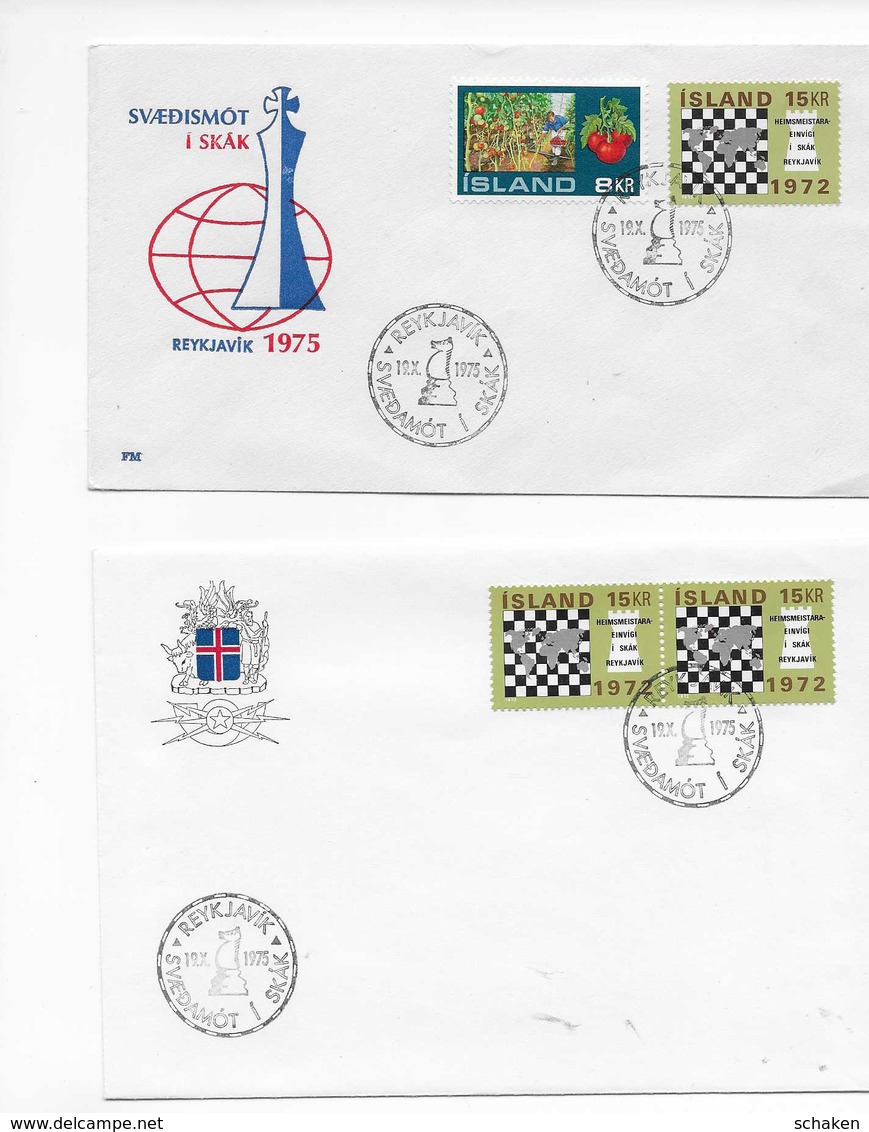 Iceland; Chess Ajedrez; 2x Cover - Lettres & Documents