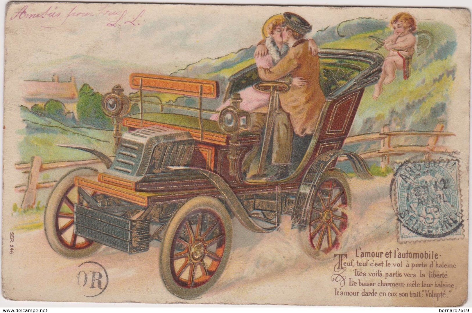 Autombile  L'amour Et L'automobile  Carte Avec Relief - Autres & Non Classés