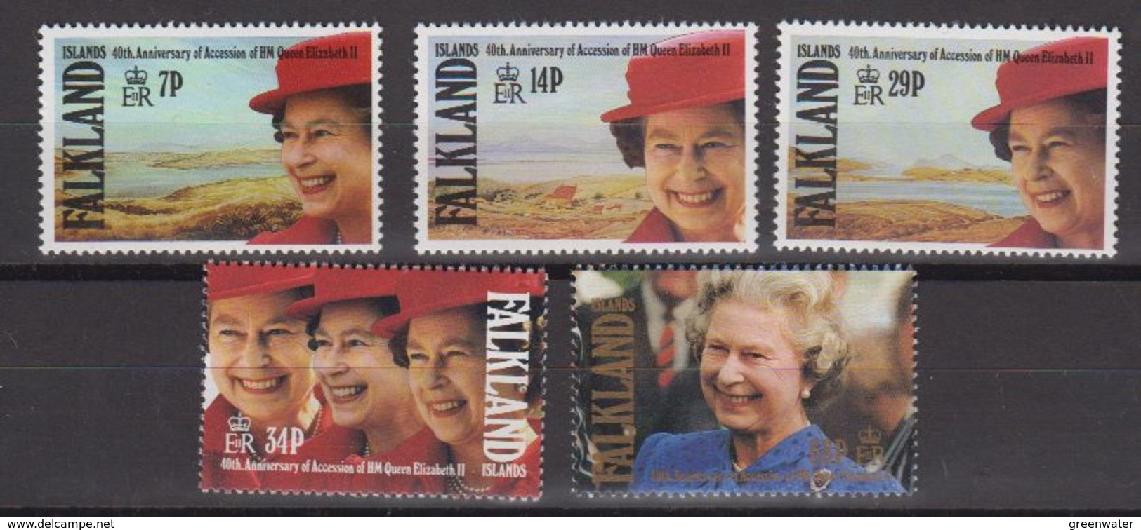 Falkland Islands 1992 40th Anniversary Accession Of Queen Elizabeth 5v ** Mnh (40961A) - Falklandeilanden