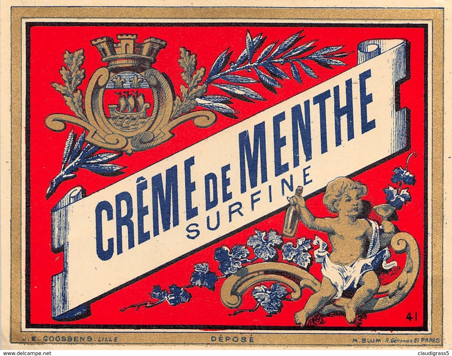 0226 "CRÊME DE MENTHE SURFINE " ETICHETTA ORIG. - Altri & Non Classificati