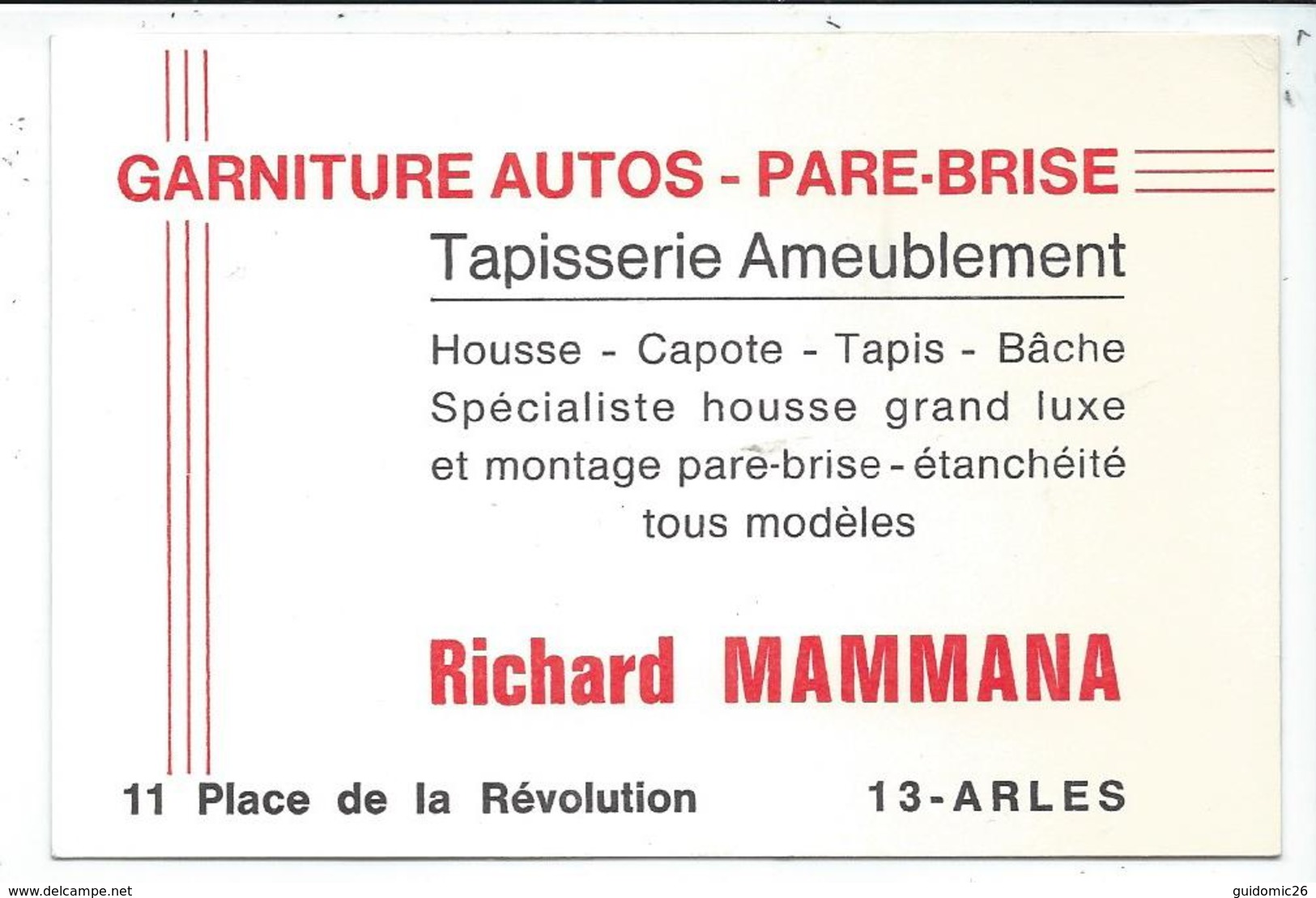Arles Tapisserie Ameublement Place De La Revolution Richard Mammana 8x12 Cm - Cartoncini Da Visita