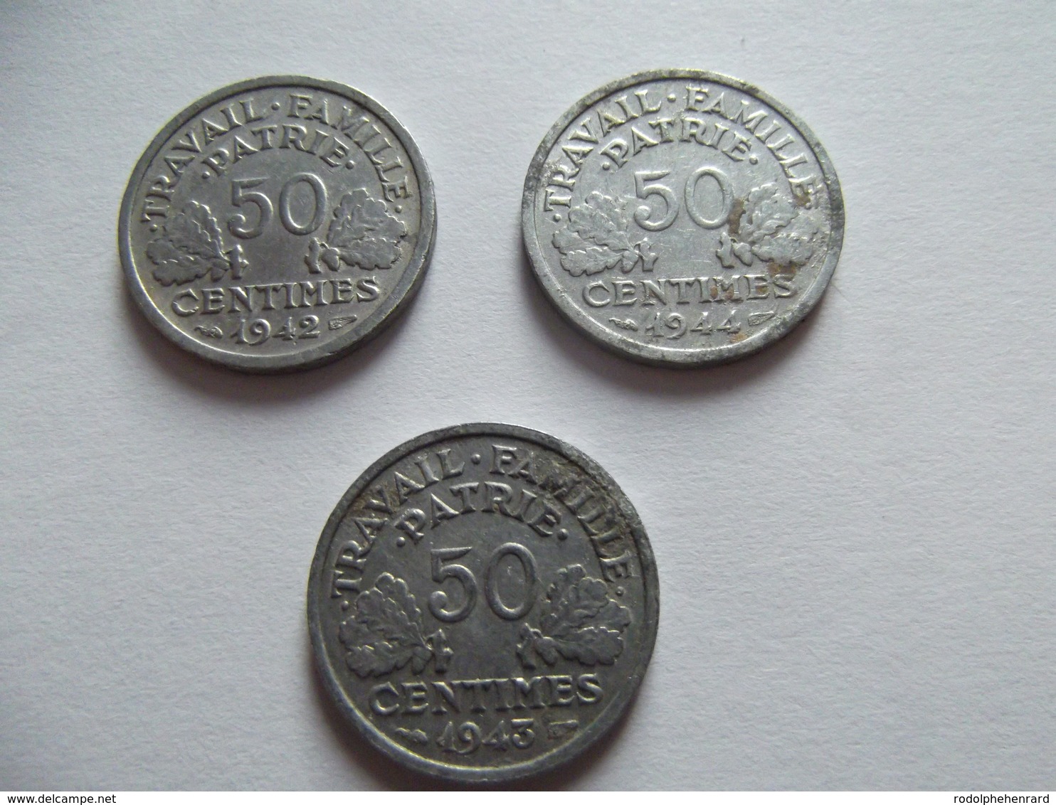 Lot De Trois Pièces De 50 Centimes Bazor 1942, 1943, 1944 - Autres & Non Classés