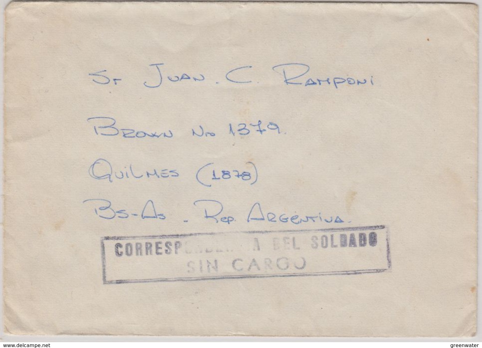 Falkland Islands 1982 Argentine Occupation Cover Ca "Correspondencia Del Soldado Sin Cargo" (40962) - Falklandeilanden