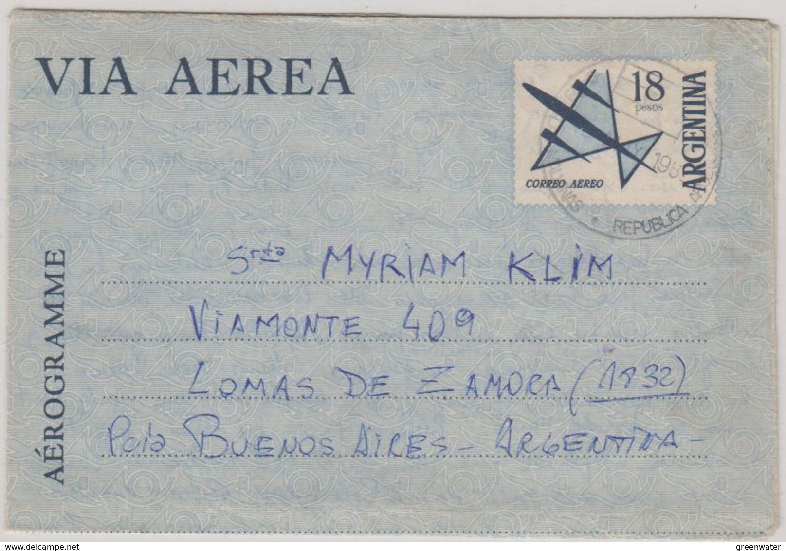 Falkland Islands 1982 Argentine Occupation Aerogramme Via Aerea Ca 15.5.82 (40965) - Falklandeilanden