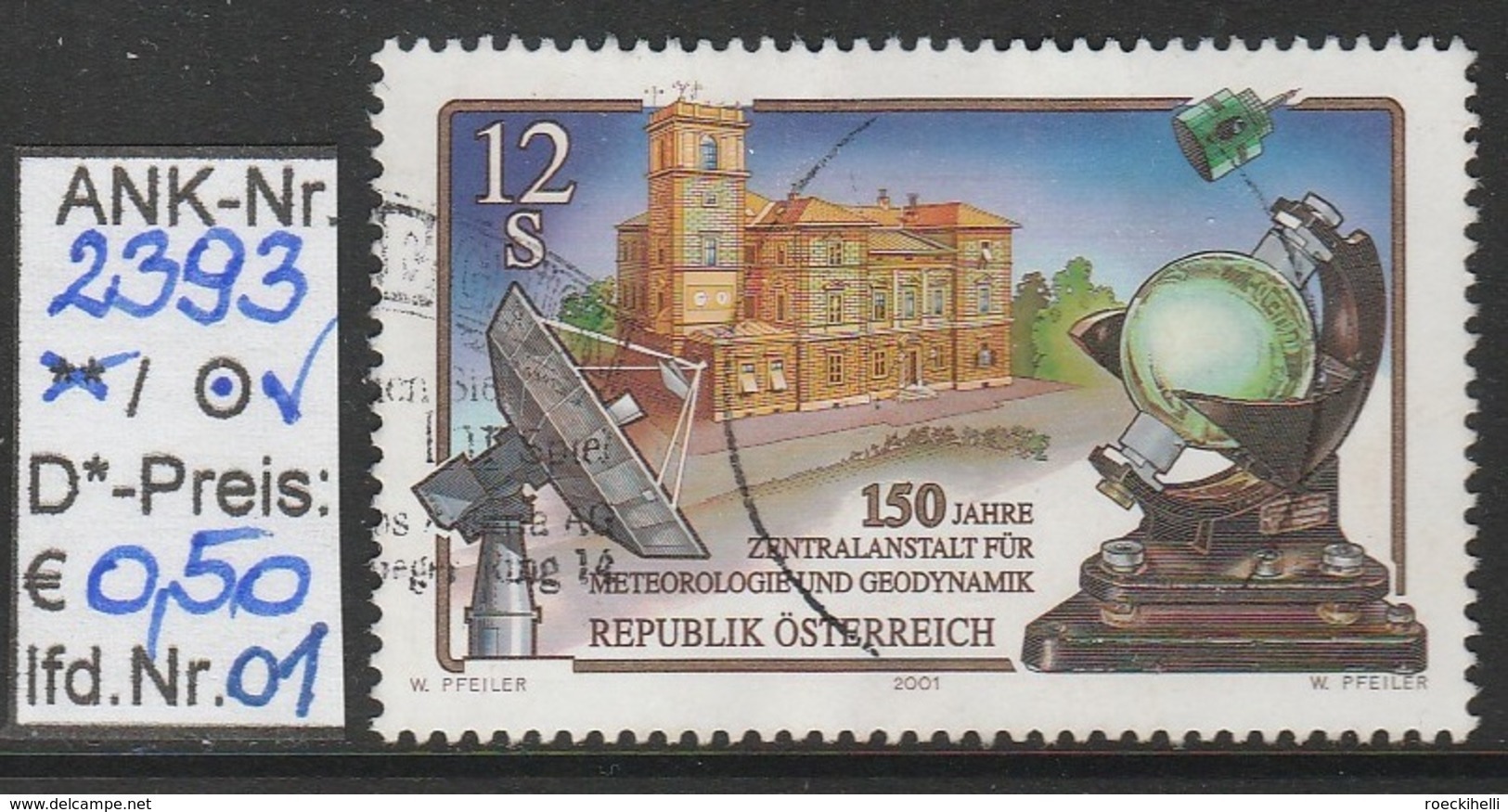 5.10.2001 - SM "150 Jahre Zentralanstalt F. Meteorologie U. Geodynamik"  -  O  Gestempelt - Siehe Scan  (2393o 01-02) - Gebraucht