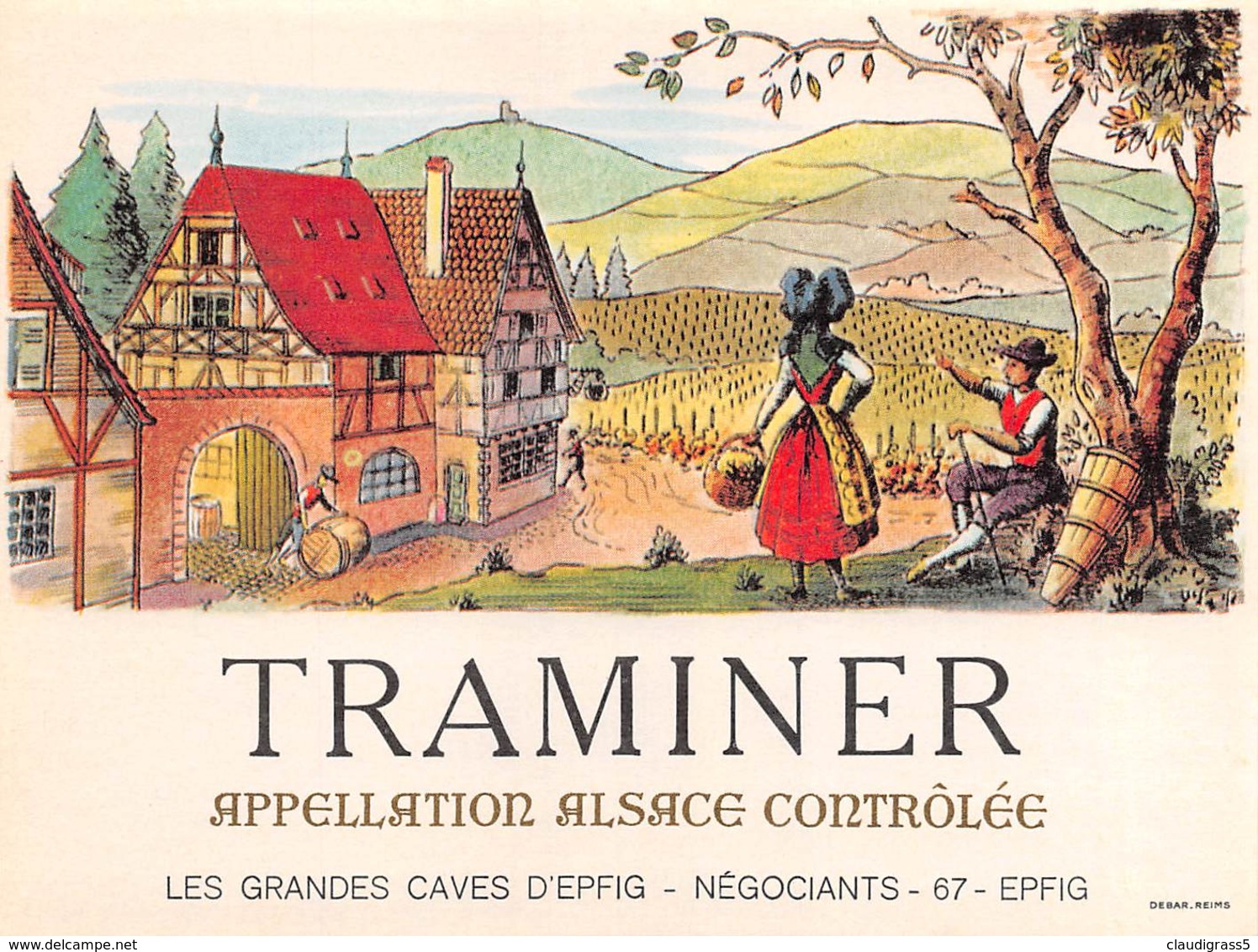 0235 "TRAMINER - APPELLATION D'ORIGINE CONTRÔLÉE - LES GRAND CAVES D'EPFIG" ETICHETTA ORIG. - Altri & Non Classificati