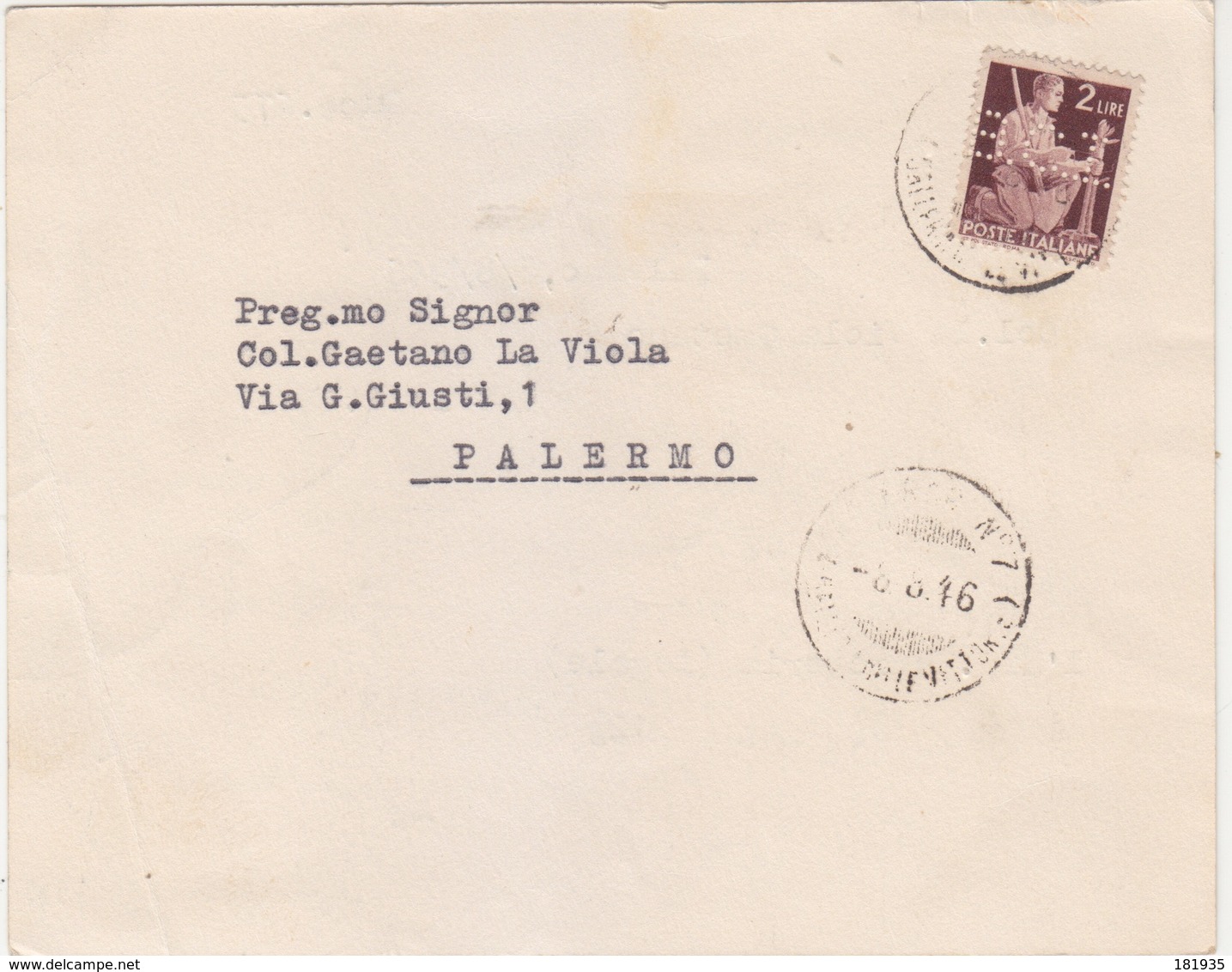 Cover Lettera Perfin-  Viaggiata Italy Italia - 1946-60: Storia Postale