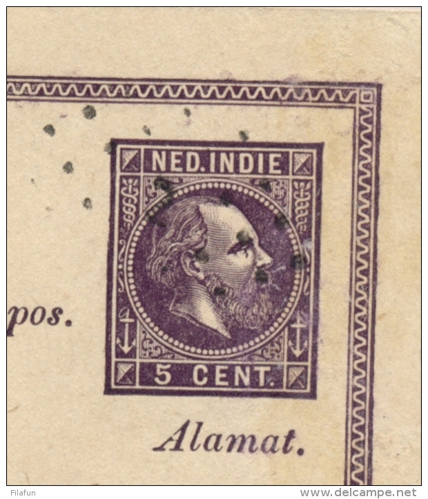 Nederlands Indië - 1878 - 5 Cent Willem III, Briefkaart G1 Met Rond- En Puntstempel SAMARANG Naar Soerabaja - India Holandeses