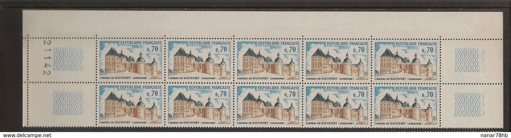 Bloc De 10 Timbres Chateau De Hautefort N°1596 (bord De Feuille) - Ungebraucht