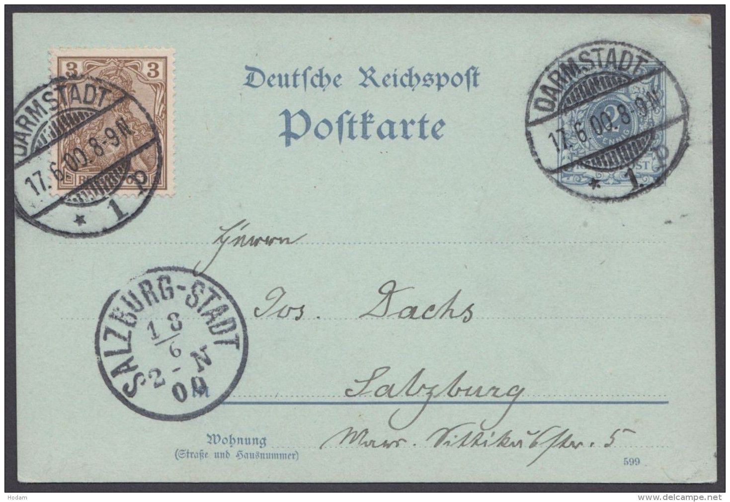 P 40 Bb I, Mit Zusatzfr. Reichspost Nach Salzburg - Postcards