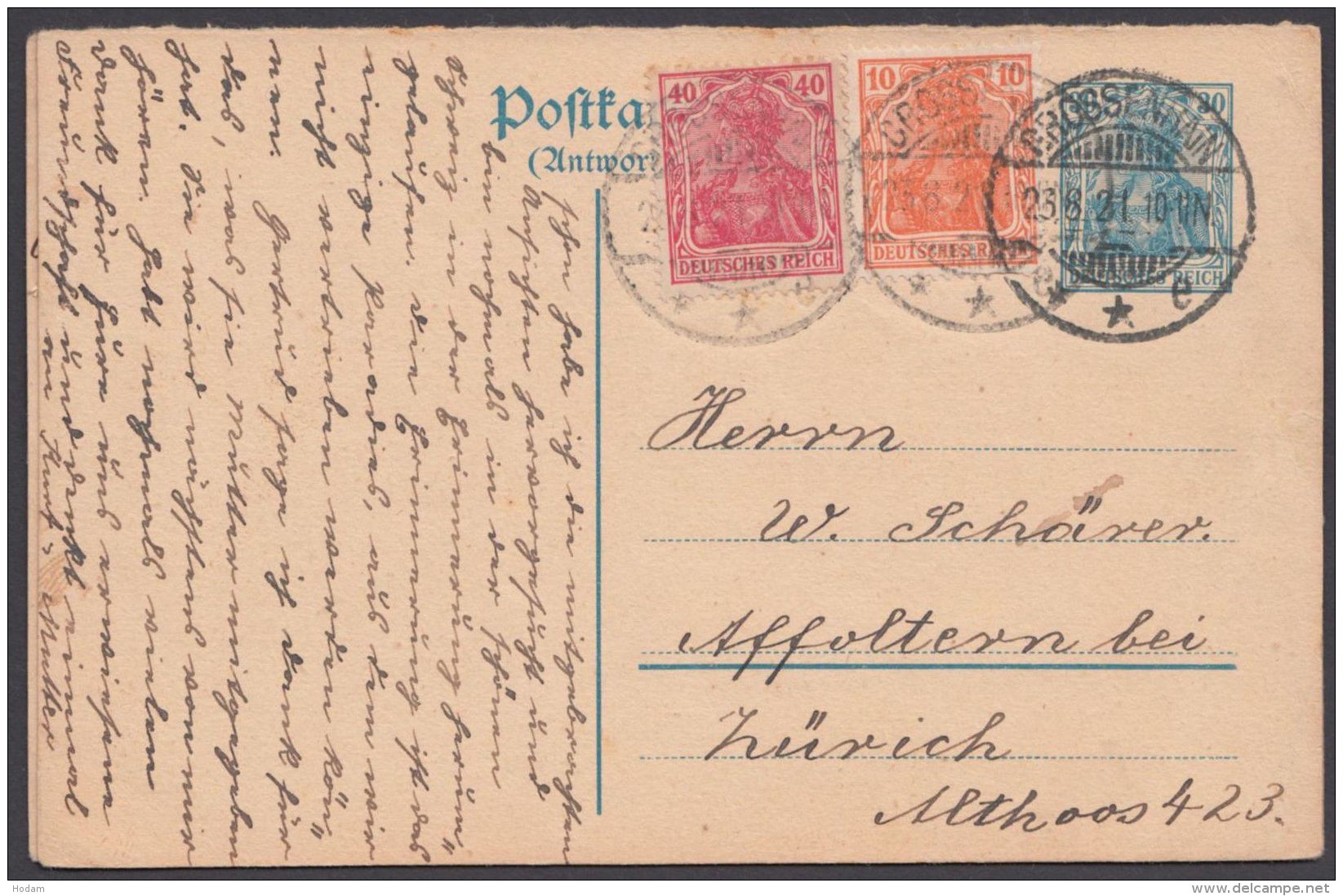 P 122 F, A, 2 Bedarfskarten, Je In Die Schweiz Mit Pass. Zusatzfrankatur - Postcards