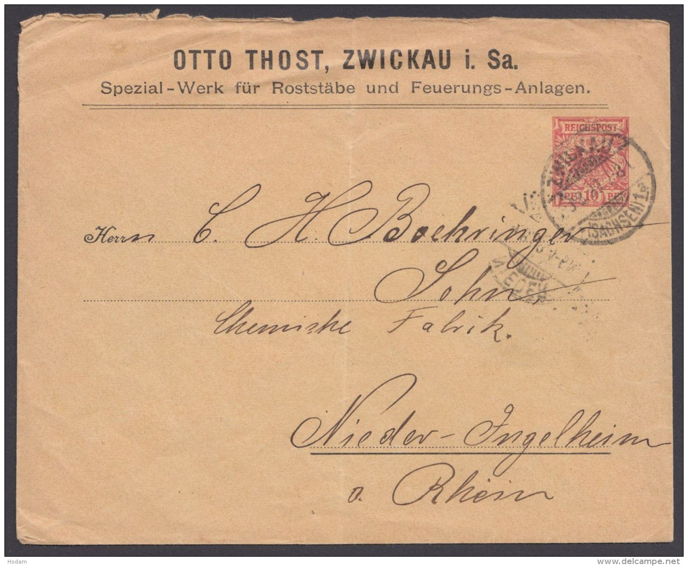 PU 19 B 2 "Zwickau, Thost", Bedarf 1899 - Enveloppes