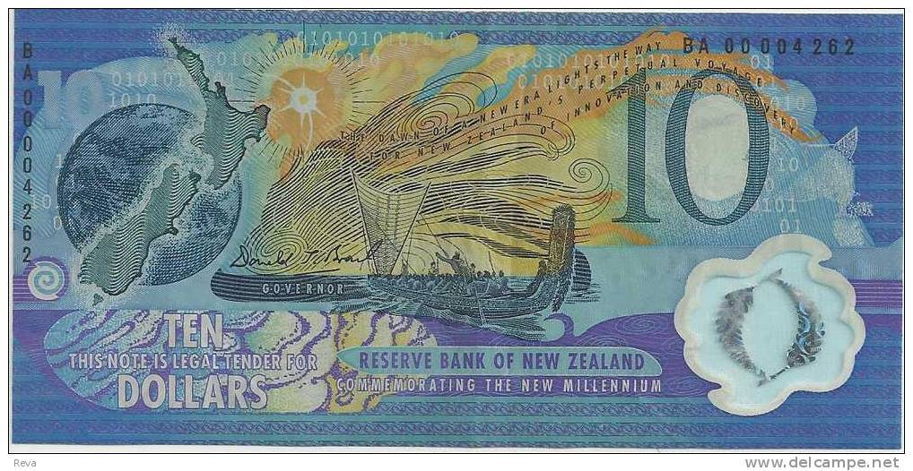 NEW ZEALAND $10 BOAT THE NEW MILLENNIUM FRONT SPORTS BACK POLYMER 1 YEAR TYPE 2000 P.190  READ DESCRIPTION!!!!! - Nouvelle-Zélande