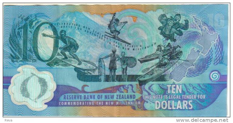 NEW ZEALAND $10 BOAT THE NEW MILLENNIUM FRONT SPORTS BACK POLYMER 1 YEAR TYPE 2000 P.190  READ DESCRIPTION!!!!! - Nieuw-Zeeland