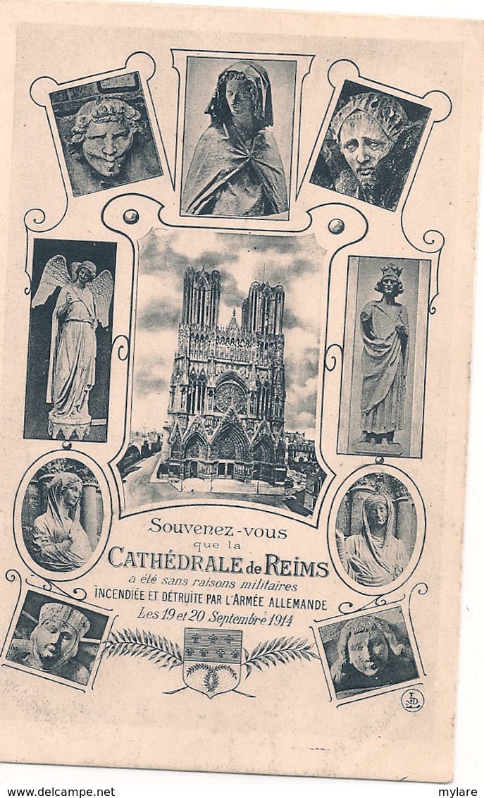 Cpa 51 Reims Cathédrale Souvenez-vous - Reims