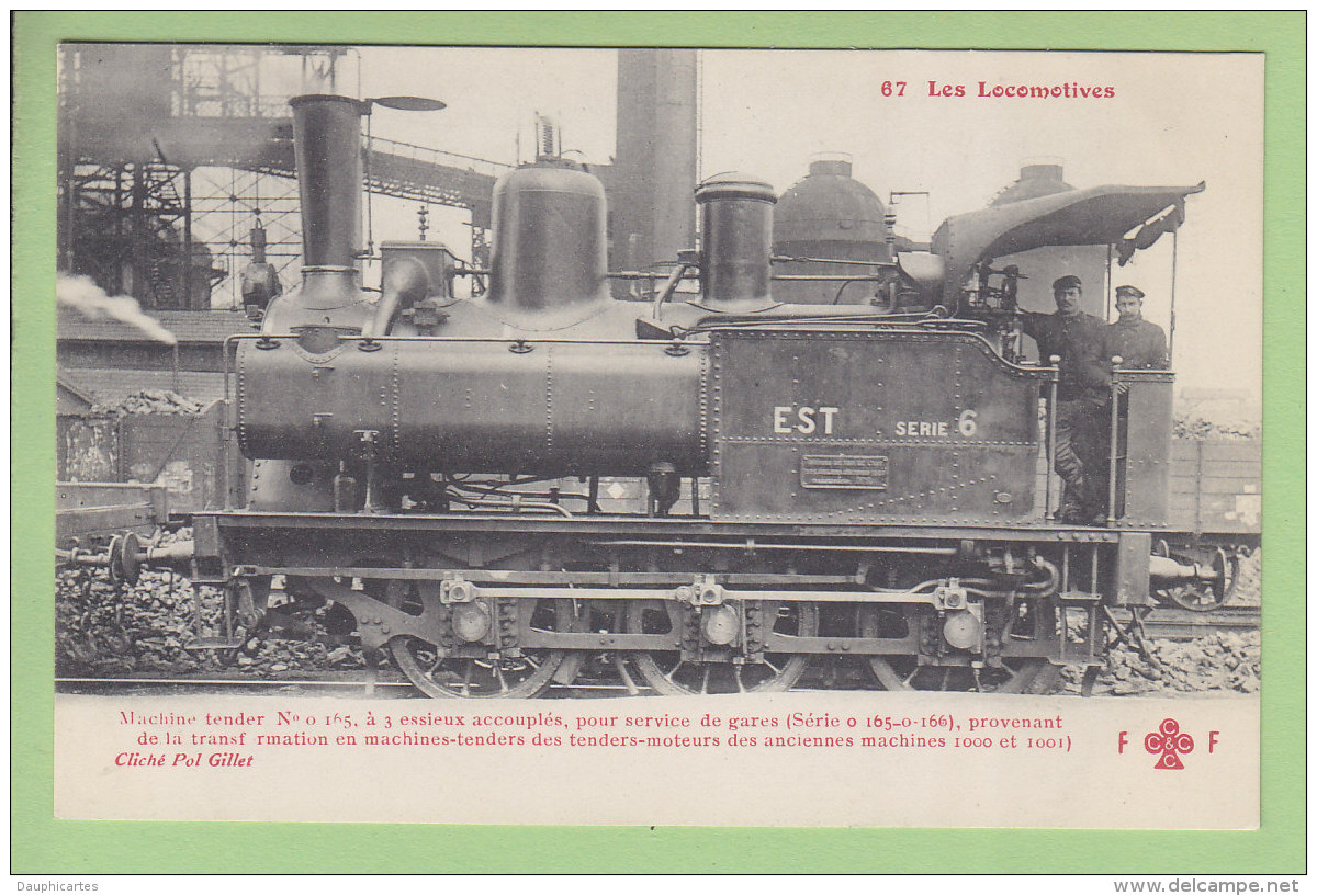 Cie De L'Est : Machine Tender 165 Service Des Gares. TBE. 2 Scans. Locomotives, Edition Fleury - Matériel