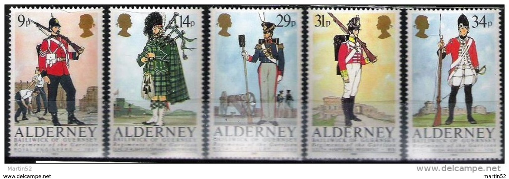Alderney 1985: Historic Uniforms: Michel-No.23-27 ** MNH - Offered At POSTAL FACE VALUE - Alderney
