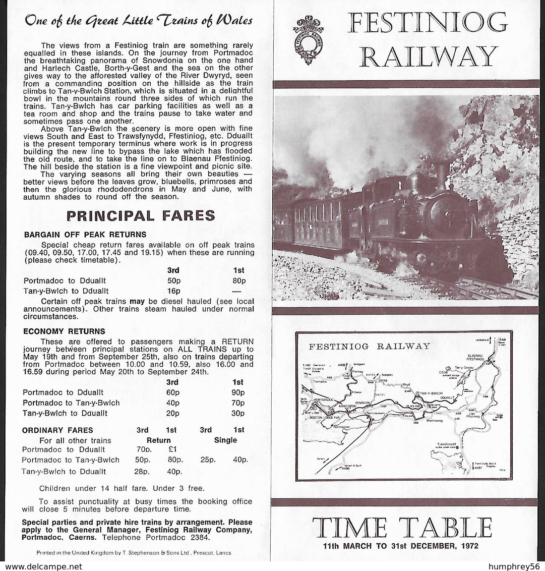 1972 - GREAT BRITAIN [WALES] - Cover Festiniog Railway + Railway+SG W14 [Elizabeth II] + PORTMADOG - Pays De Galles