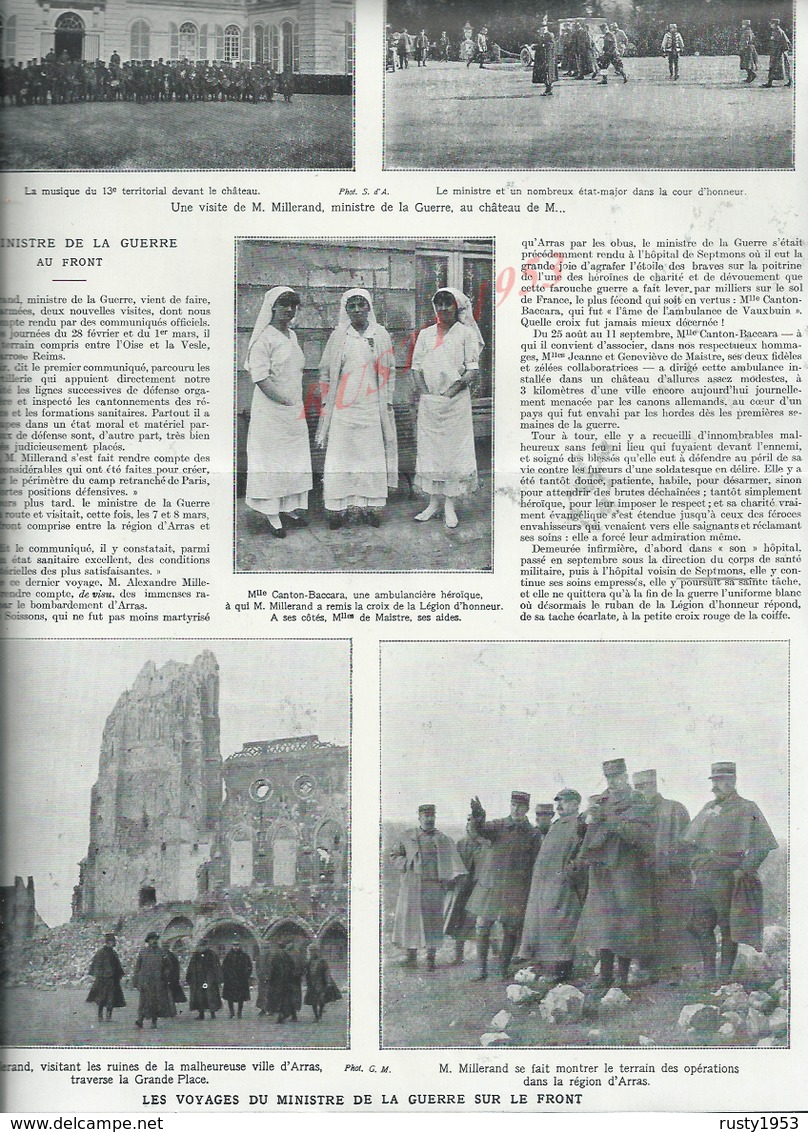 MILITARIA 14/18  COUPURE DE PRESSE MILITAIRE DU JOURNAL ILLUSTRATION MINISTERE DE LA GUERRE AU FRONT : - 1914-18