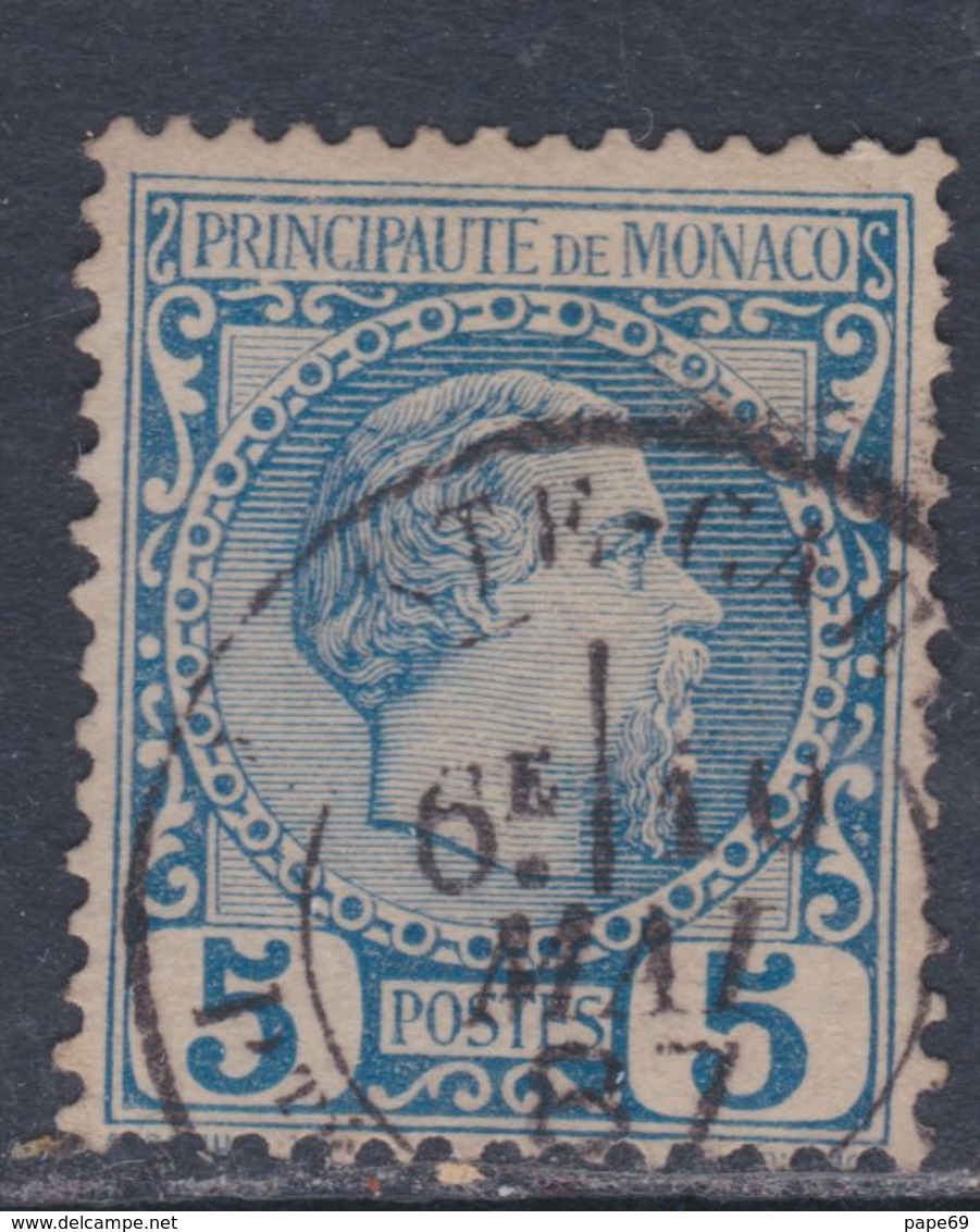Monaco N° 3 O  : Prince Charles III : 5 C. Bleu  Oblitération Moyenne Sinon  TB - Oblitérés
