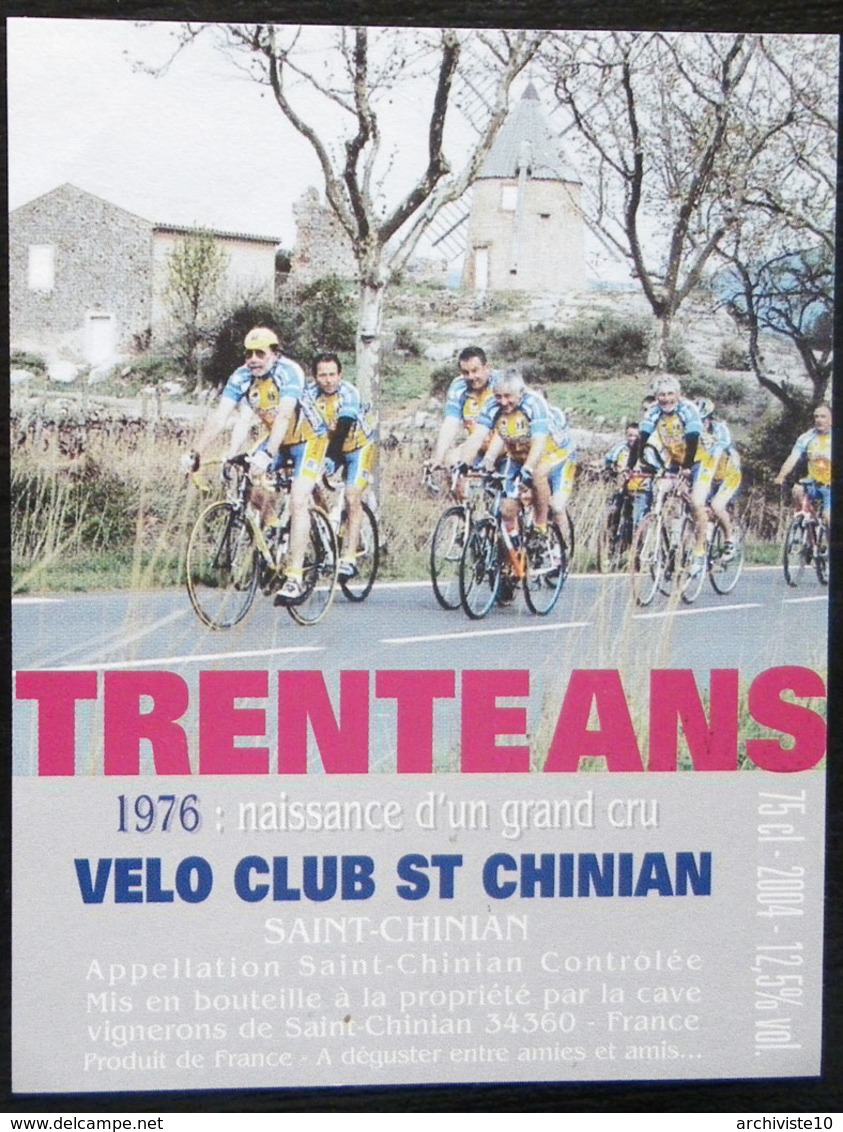 ETIQUETTE CYCLISME TRENTE ANS VELO CLUB SAINT CHINIAN 1976 - Cyclisme