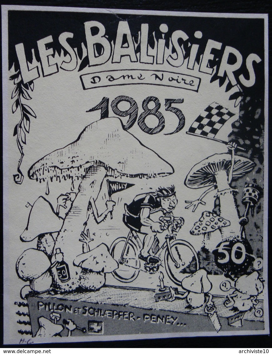 ETIQUETTE CYCLISME LES BALISIERS DAME NOIRE 1985 PILLON ET SCHLEPFER-PENEY - Cyclisme