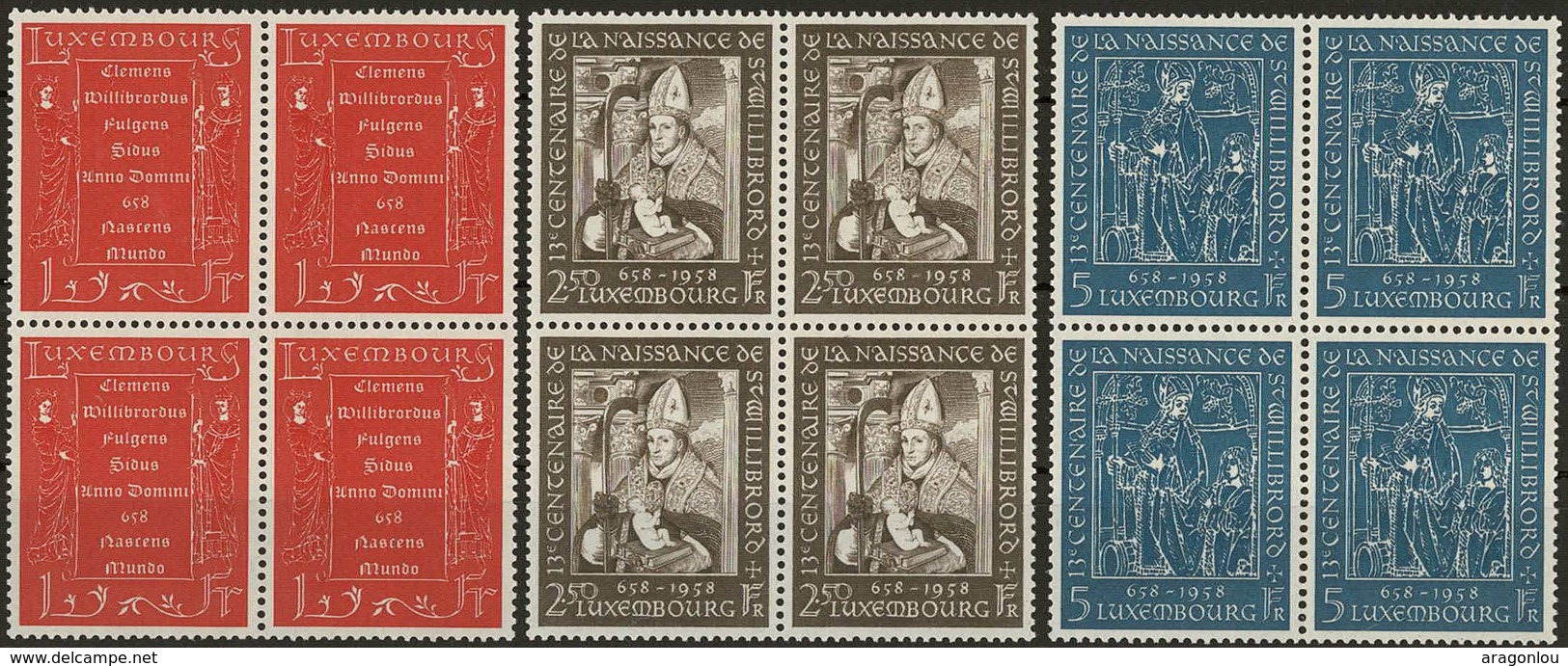 1958: St. Willibrord 3 Blocs à 4  Timbres  Neuf, Valeur Catalogue Michel 2017: 8,00 € - Neufs