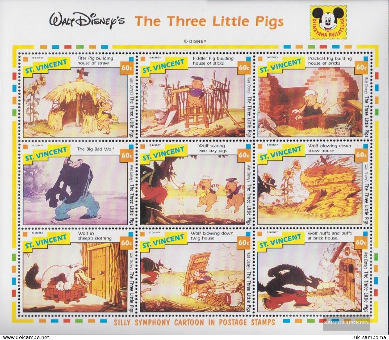 St. Vincent 2264-2272 Sheetlet (complete Issue) Unmounted Mint / Never Hinged 1992 Walt-Disney-Kurzfilm - St.Vincent (1979-...)