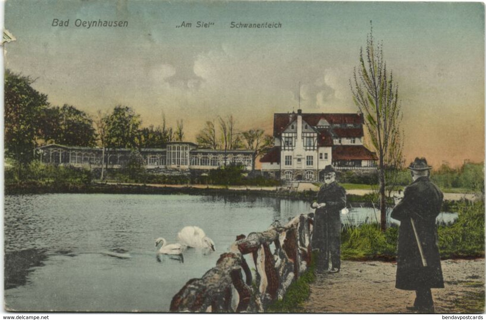 BAD OEYNHAUSEN, "Am Siel", Schwanenteich (1910s) AK - Bad Oeynhausen