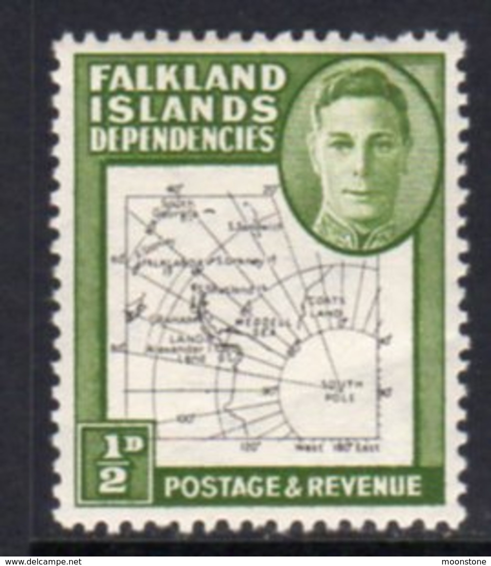 Falkland Island Dependencies 1948 'Thin Maps' ½d Value, Hinged Mint, SG G9 - Falkland Islands