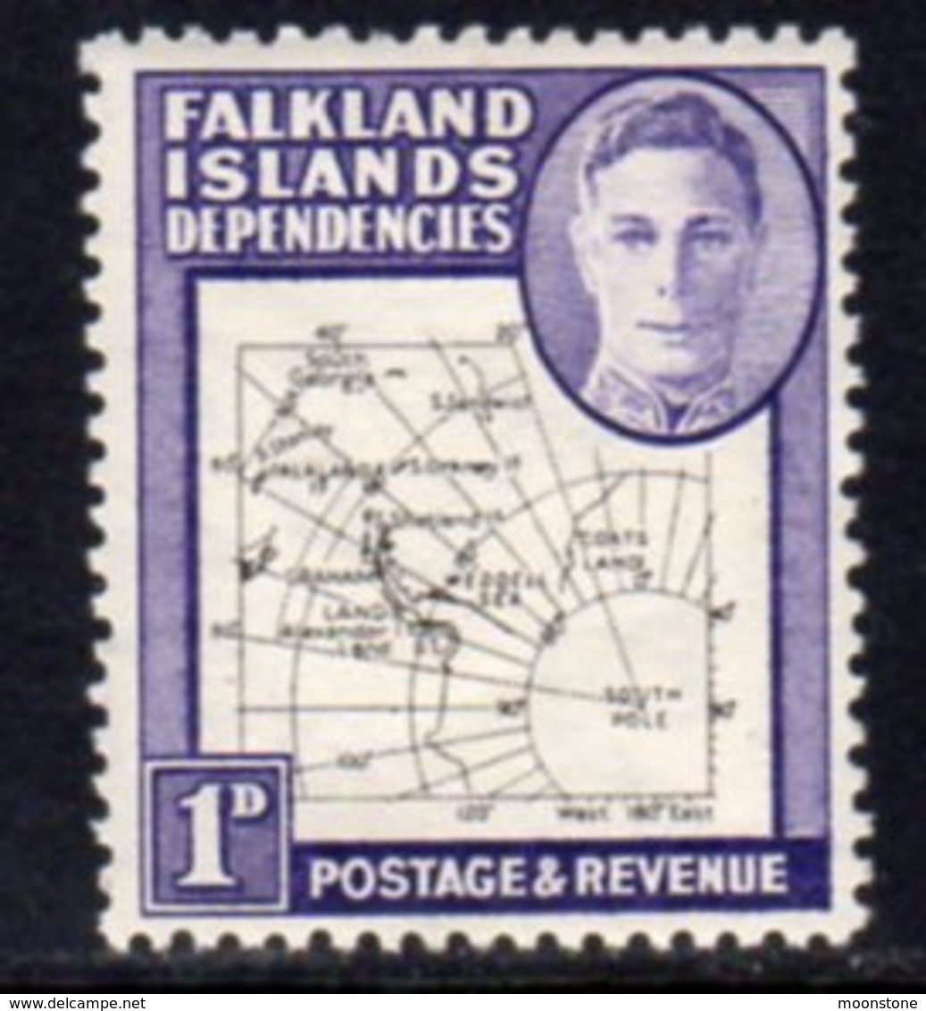 Falkland Island Dependencies 1948 'Thin Maps' 1d Value, Hinged Mint, SG G10 - Falkland Islands