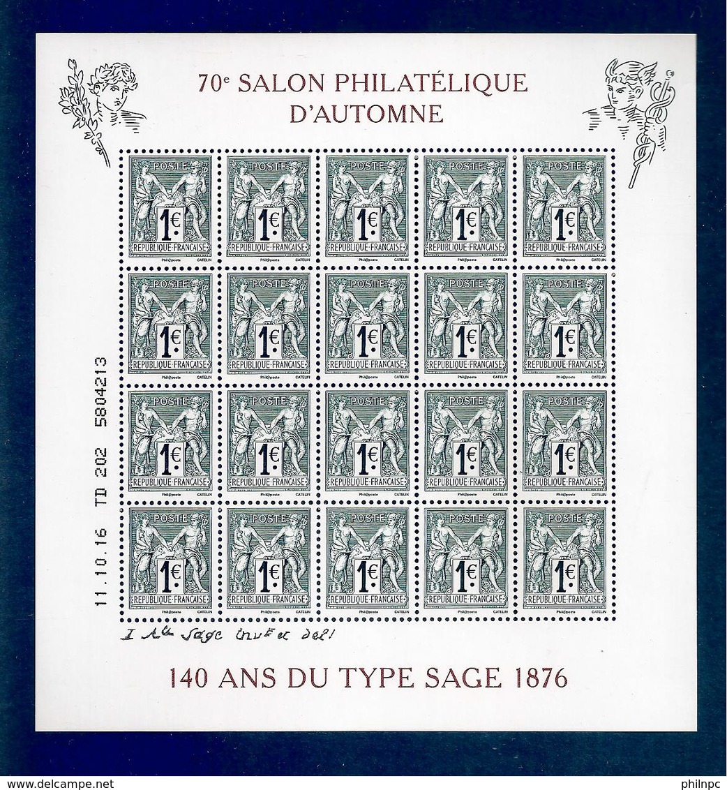 France, Bloc Feuillet, F5094, 5094/5095, Bloc Neuf **, TTB, 140 Ans Du Type Sage 1876, 70e Anniversaire Du Salon - Neufs