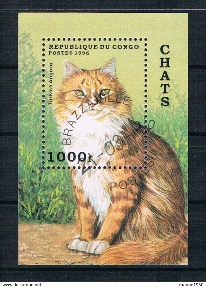 Kongo 1996 Katzen Block 129 Gestempelt - Usados