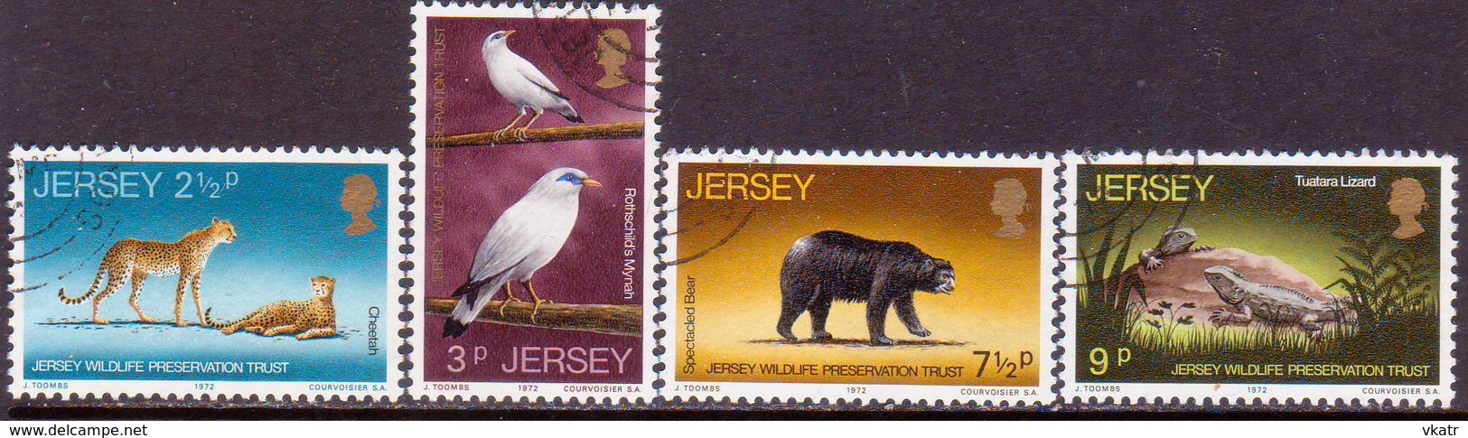 JERSEY 1972 SG #73-76 Compl.set Used Wildlife Preservation Trust (2nd Series) - Jersey