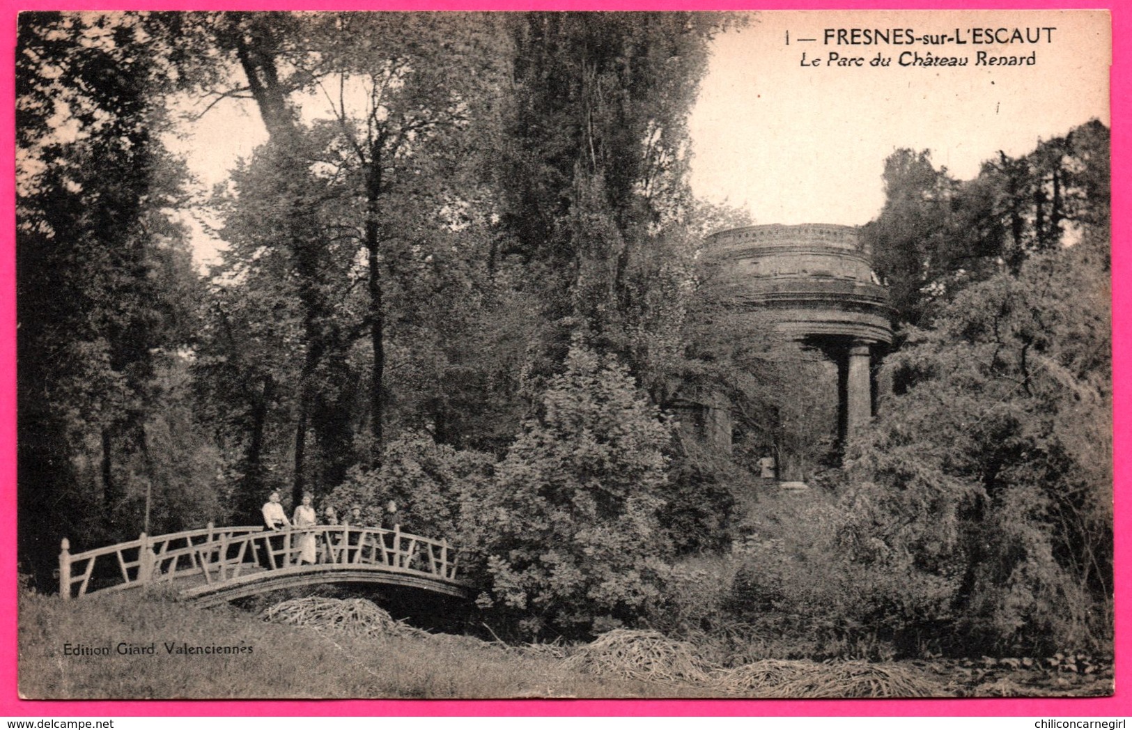 Fresnes Sur L'Escaut - Le Parc Du Château Renard - Animée - Animation Sur Le Pont - Edit. GIARD - 1930 - Andere & Zonder Classificatie