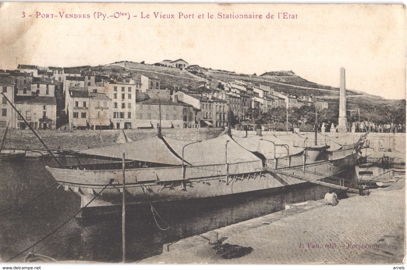 FR66 PORT VENDRES - Fau 3 - Le Vieux Port Et Le Stationnaire D'état - Bateau - Port Vendres