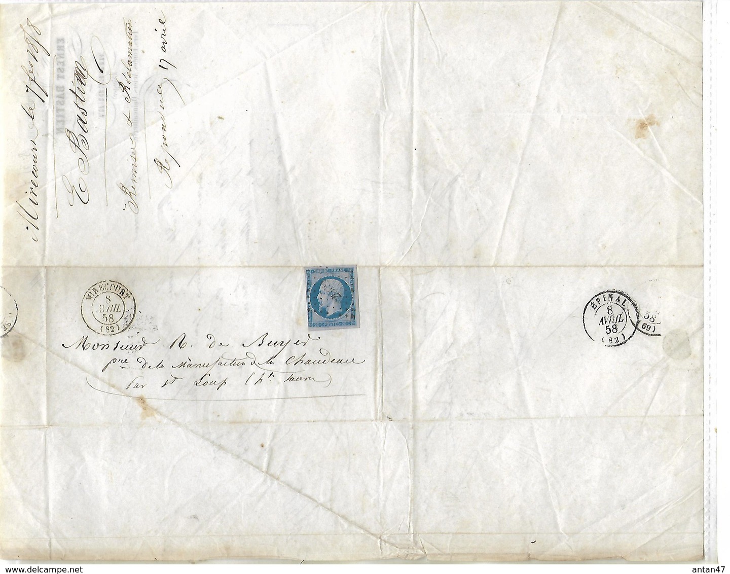 Facture Lettre 1878 / 88 MIRECOURT / E. BASTIEN Fers, Fontes, Aciers Pour M. DE BUYER 88 LA CHAUDEAU - 1800 – 1899