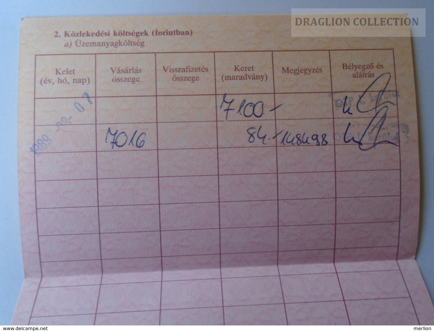 J226.4 Hungary Valuta Lap Foreign Currency Document For Custom - USD  1992 - Cheques & Traveler's Cheques