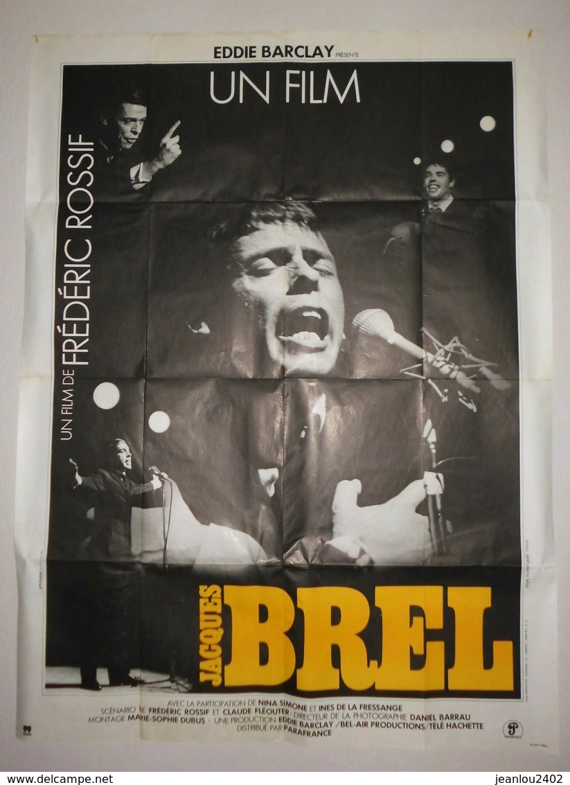 JACQUES BREL - AFFICHE DU FILM DE FRÉDÉRIC ROSSIF - Affiches & Posters