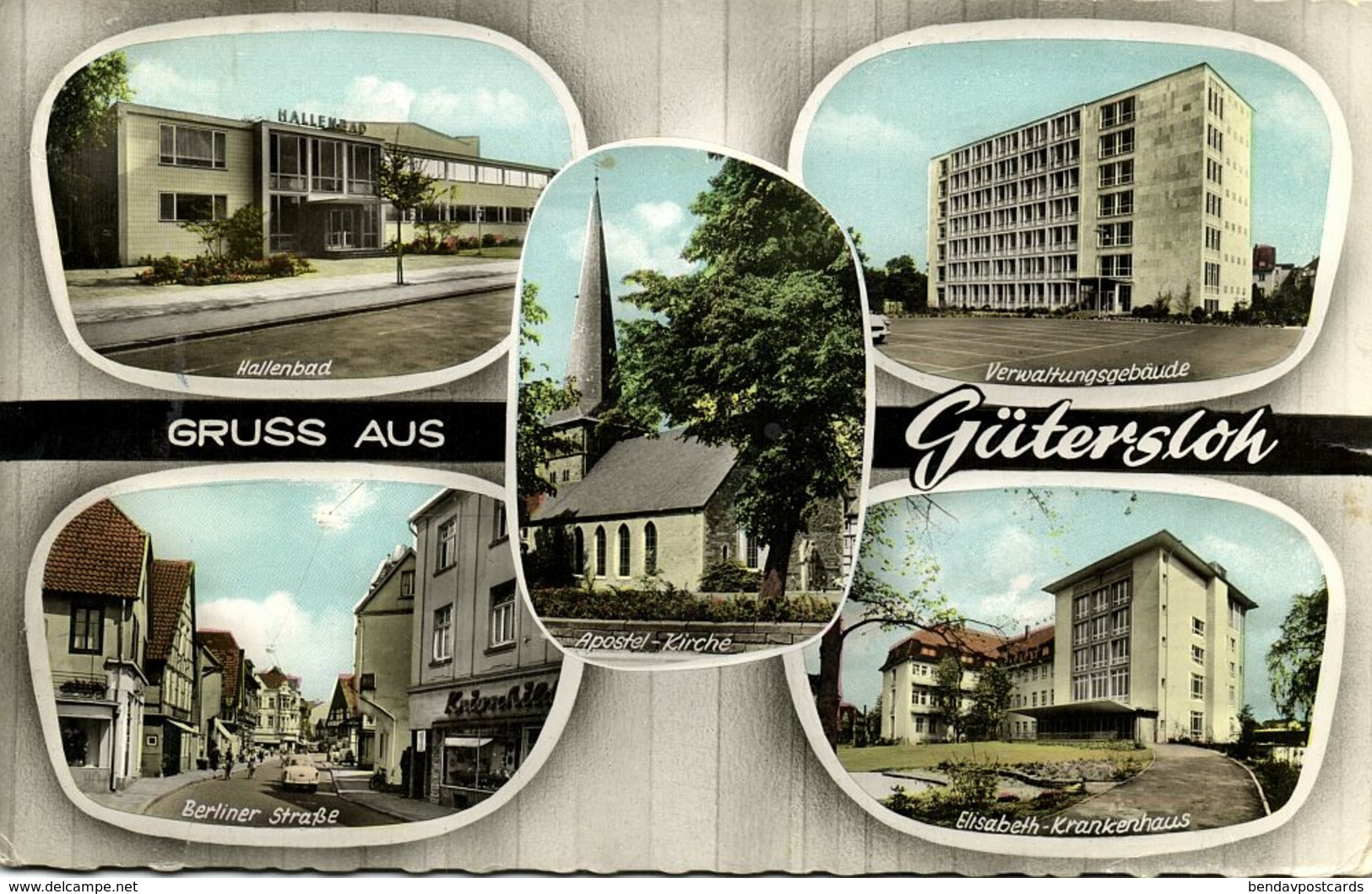 GÜTERSLOH, Hallenbad, Berliner Strasse, Verwaltungsgebäude, Krankenhaus 1965 AK - Guetersloh