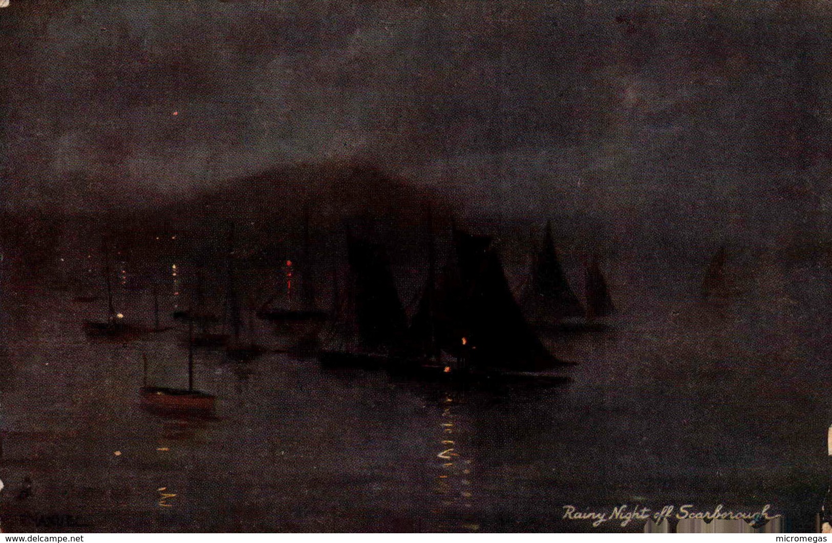 Rainy Night Off Scarborough - Raphael Tuck "Oilette" - Scarborough