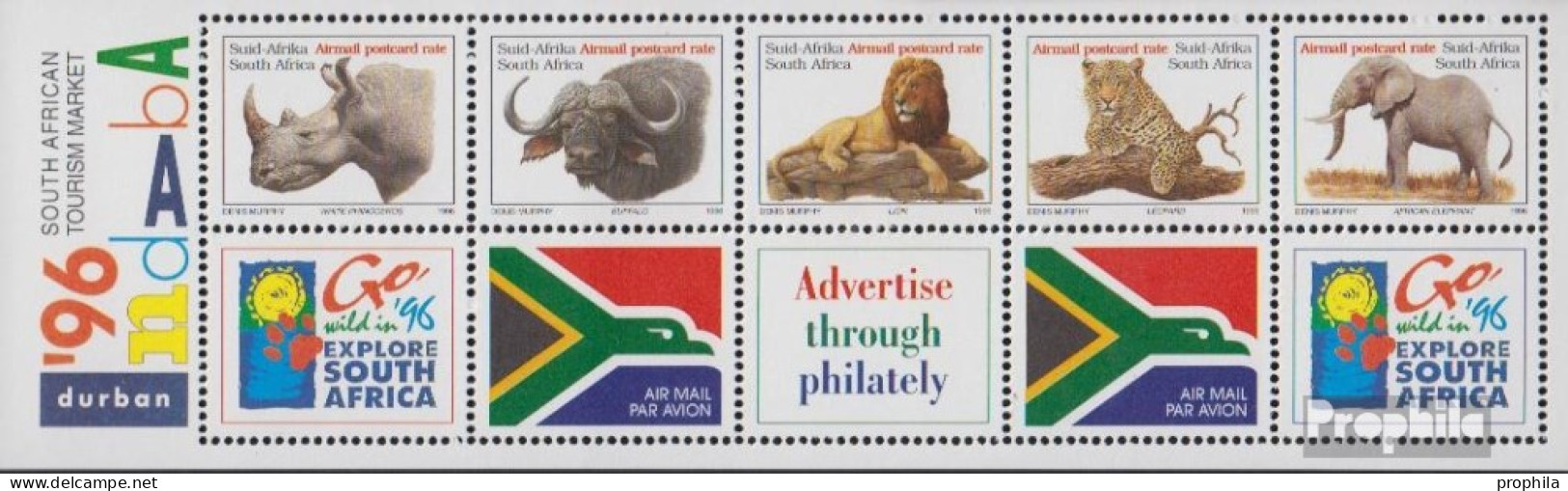 Südafrika 993A-997A Kleinbogen (kompl.Ausg.) Postfrisch 1996 Freimarken: Wildtiere - Unused Stamps