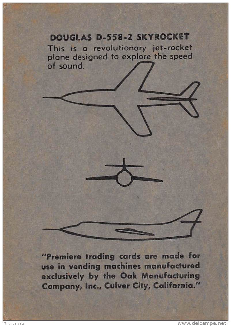 CHROMO TRADING CARD AVIATION AVION AIRPLANE PLANE PREMIERE TRADING CARDS OKAK 1957 DOUGLAS D 558 2 SKYROCKET - Vliegtuigen