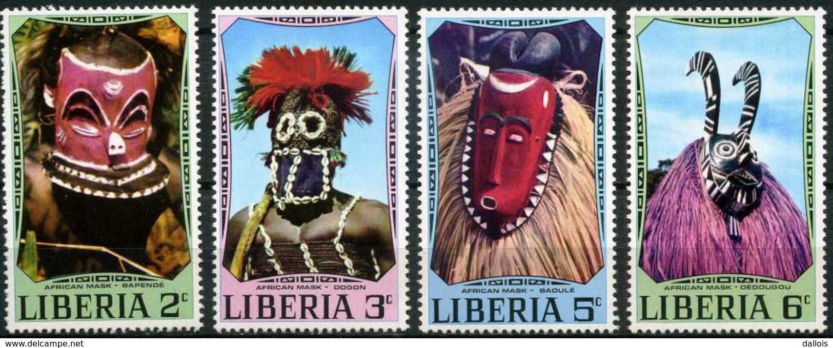 Liberia - 1971 - Masqques Africains - Neufs - Erreur De Dentelure Sur Le 20 C (voir Scan) - Costumes