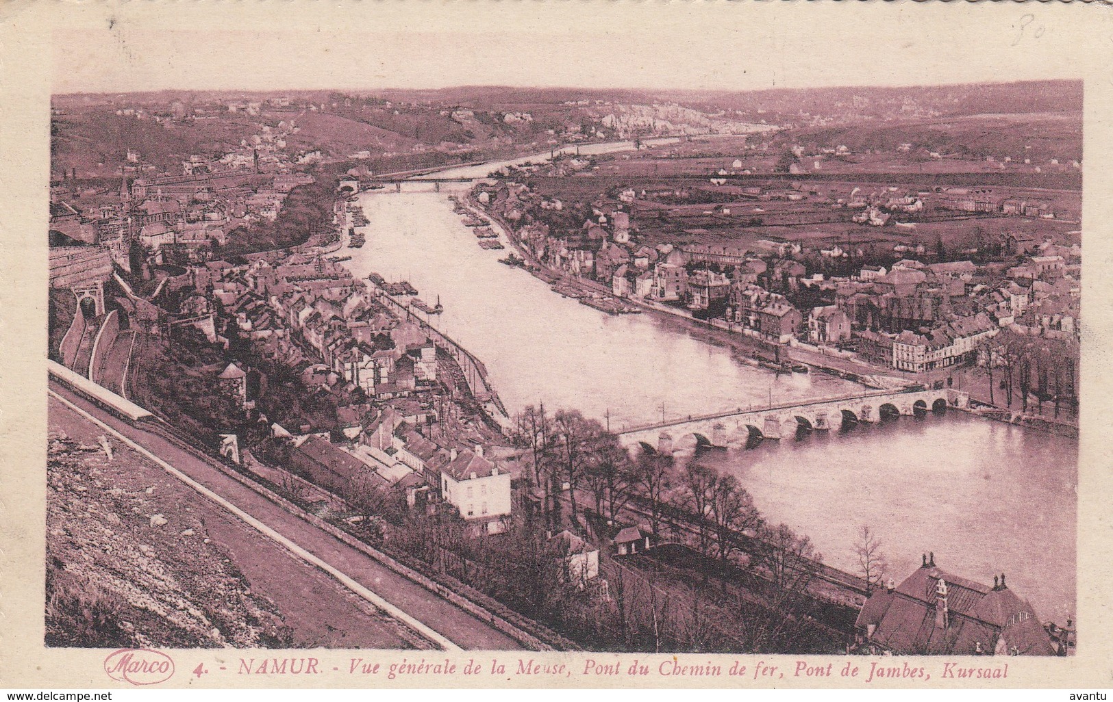 NAMUR / VUE GENERALE DE LA MEUSE  / PONT DU CHEMIN DE FER / PONT DE JAMBES / KURSAAL  1927 - Namur