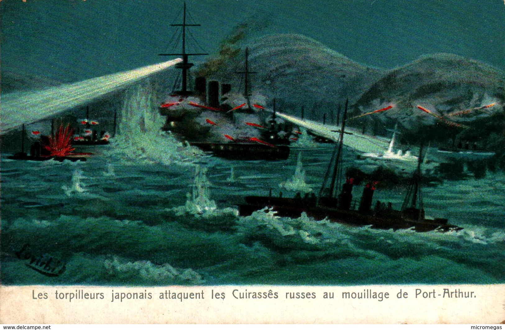 Les Torpilleurs Japonais Attaquent Les Cuirassés Russes Au Mouillage De Port-Arthur - Warships