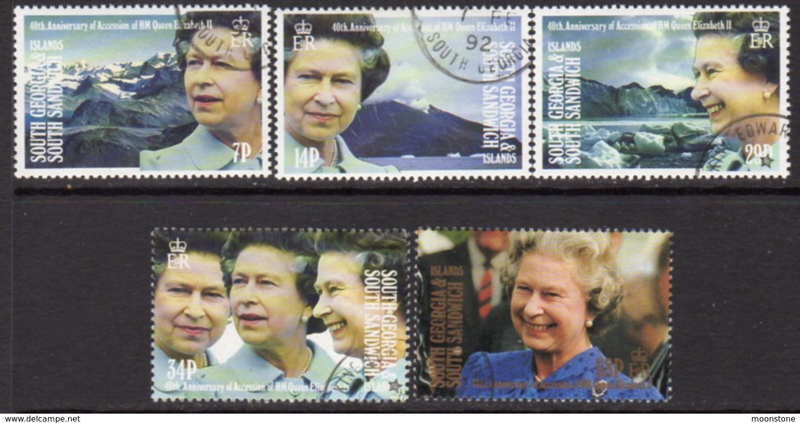 South Georgia 1992 40th Anniversary Of Accession Set Of 5, Used, SG 209/13 - Falkland Islands