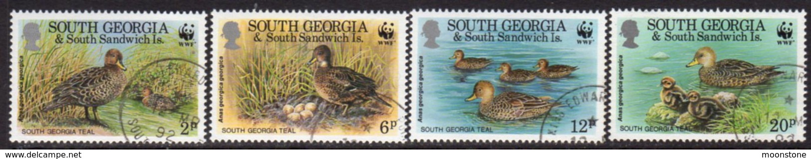 South Georgia 1992 Endangered Species Teal Bird Set Of 4, Used, SG 214/7 - Falkland Islands